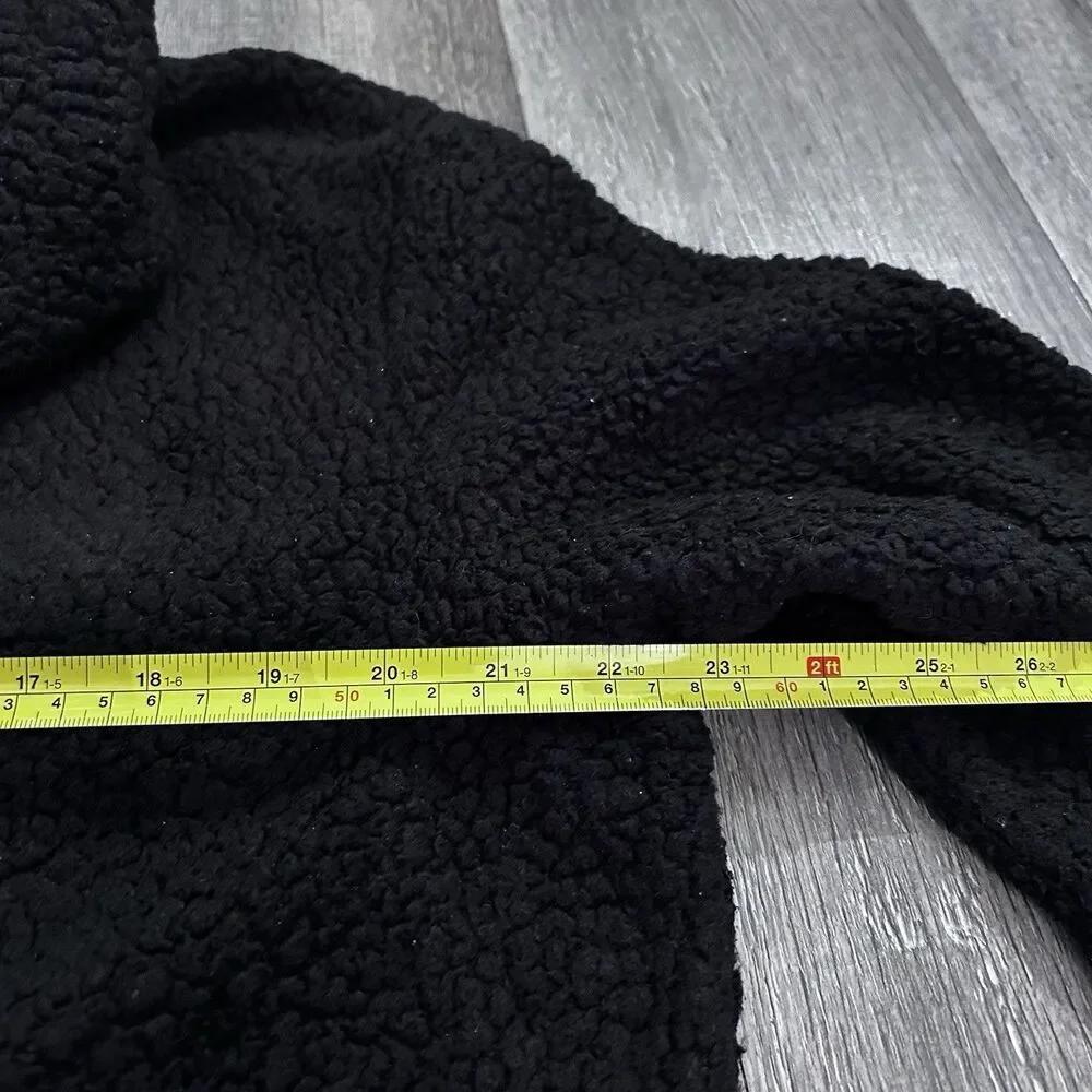 Polo Ralph Lauren Pile Fleece Sherpa Hoodie Mens Small Black Embroidered Preppy